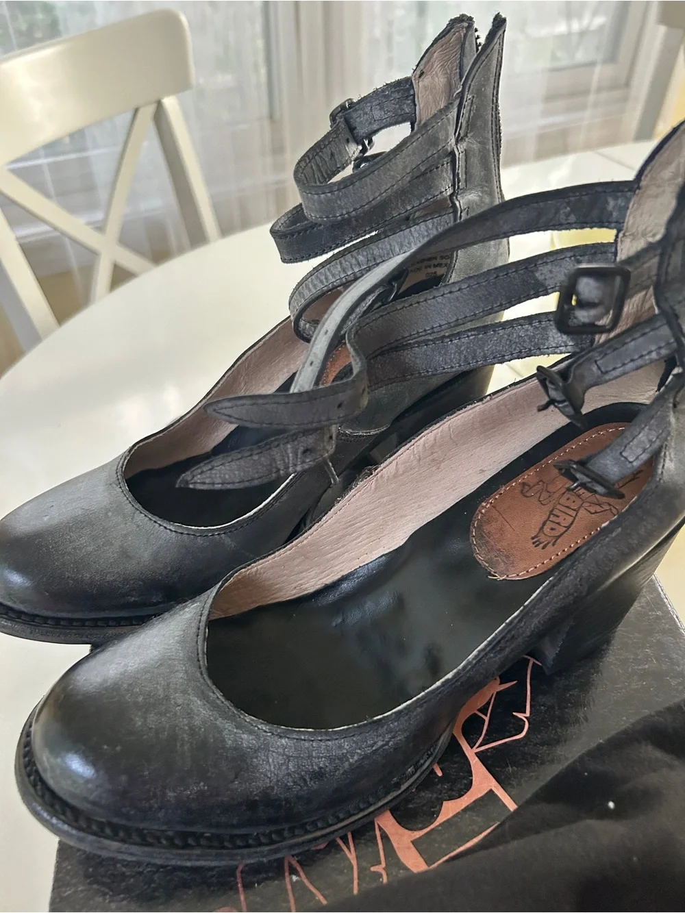 Free bird gorgeous! Black Strappy Mary Jane Block Heels